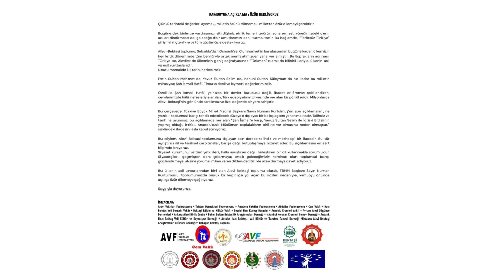 KAMUOYUNA AÇIKLAMA: ÖZÜR BEKLİYORUZ.